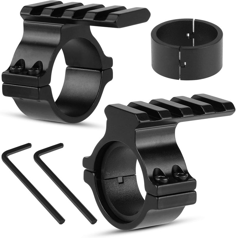 FENTUK 1"/25.4mm & 30mm Rifle Scope Ring Adaptor with Rail - Tactical Light Barrel Clamp Mounts for Scope Flashlight Laser Sight Optics - with 4 Slot 21mm Picatinny Rail on Top - Image 1